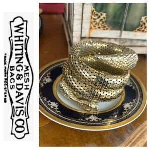Vintage Egyptian Revival Gold Coil Snake Metal Mesh Bracelet